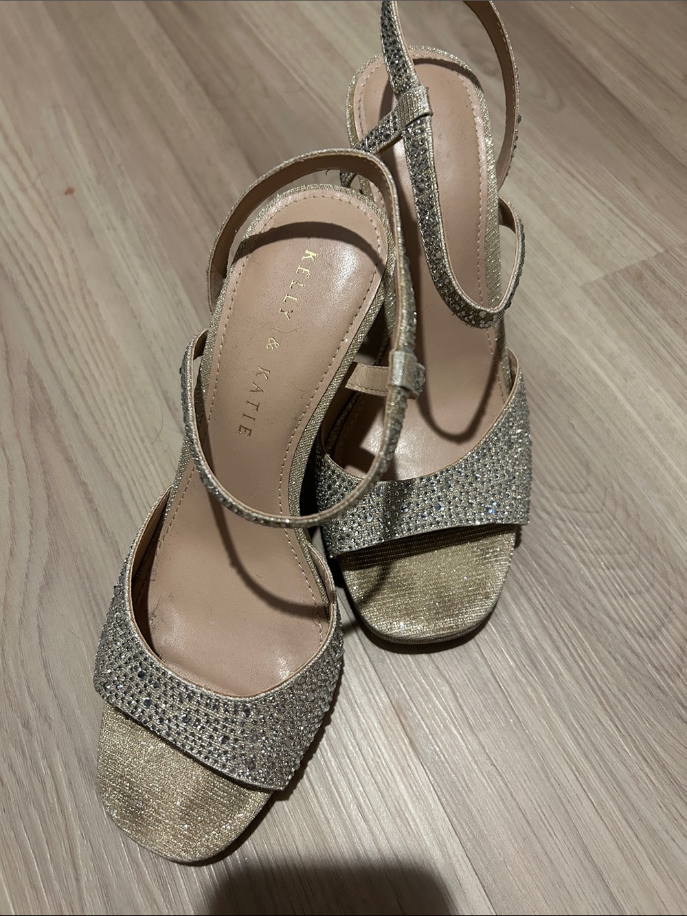 Kelly & Katie Glitter Gold Rhinestone Dress Sandals